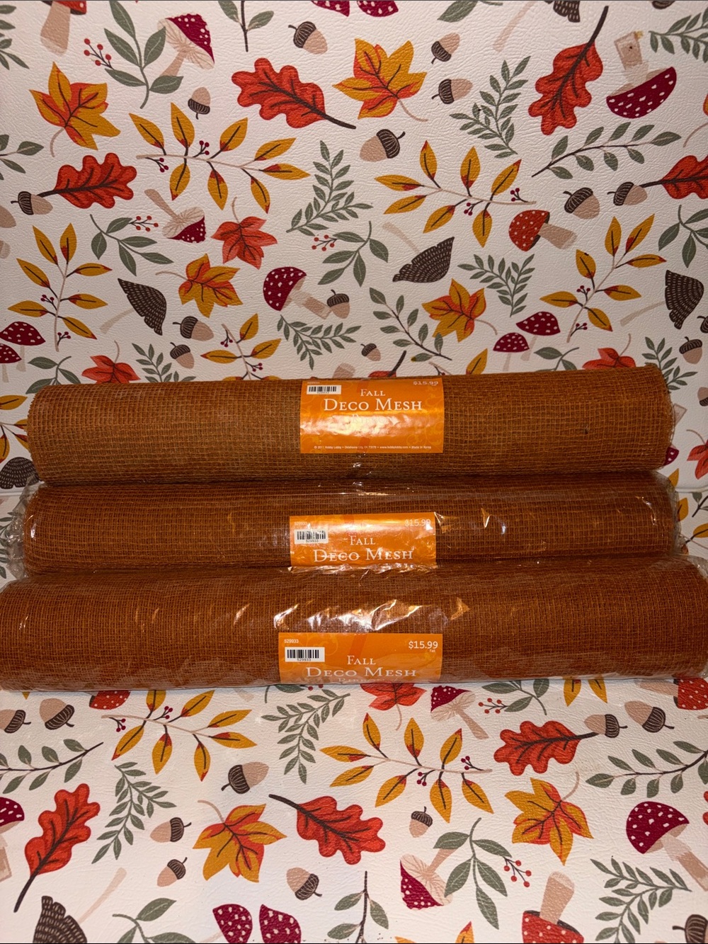 Fall Deco Mesh Rolls - Rust Orange (3 Pack) NEW